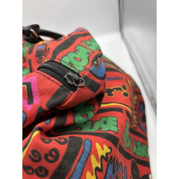 Disney Mickey Mouse  Zipper Duffle Bag  1990's  Multicolor Retro Print All over - Picture 7 of 9